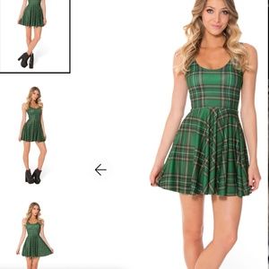 Blackmilk TARTAN GREEN SCOOP SKATER DRESS SZ S